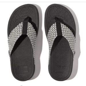 FitFlop Surfa Women's Black/White Flip Flop Thong Sandals Size 9.5